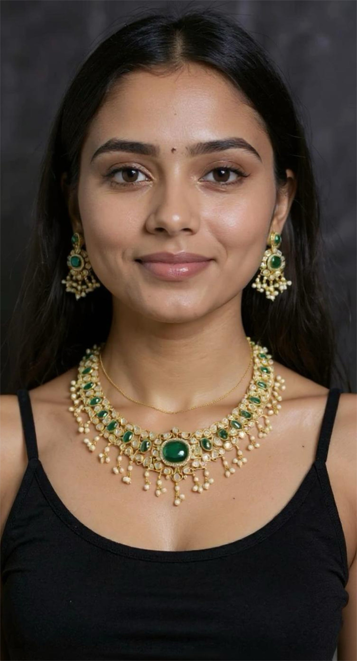 Premium Emerald stone necklace