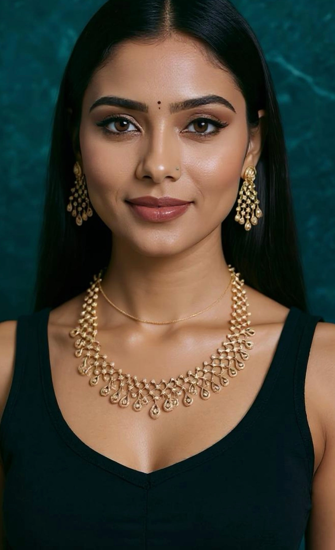 Rose Gold Lattice Necklace Set