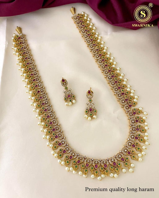 Antique Gold-Tone Necklace & Earring Set with Pearl Drops