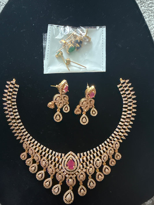 Gold-Plated changeable Necklace & Earring Set