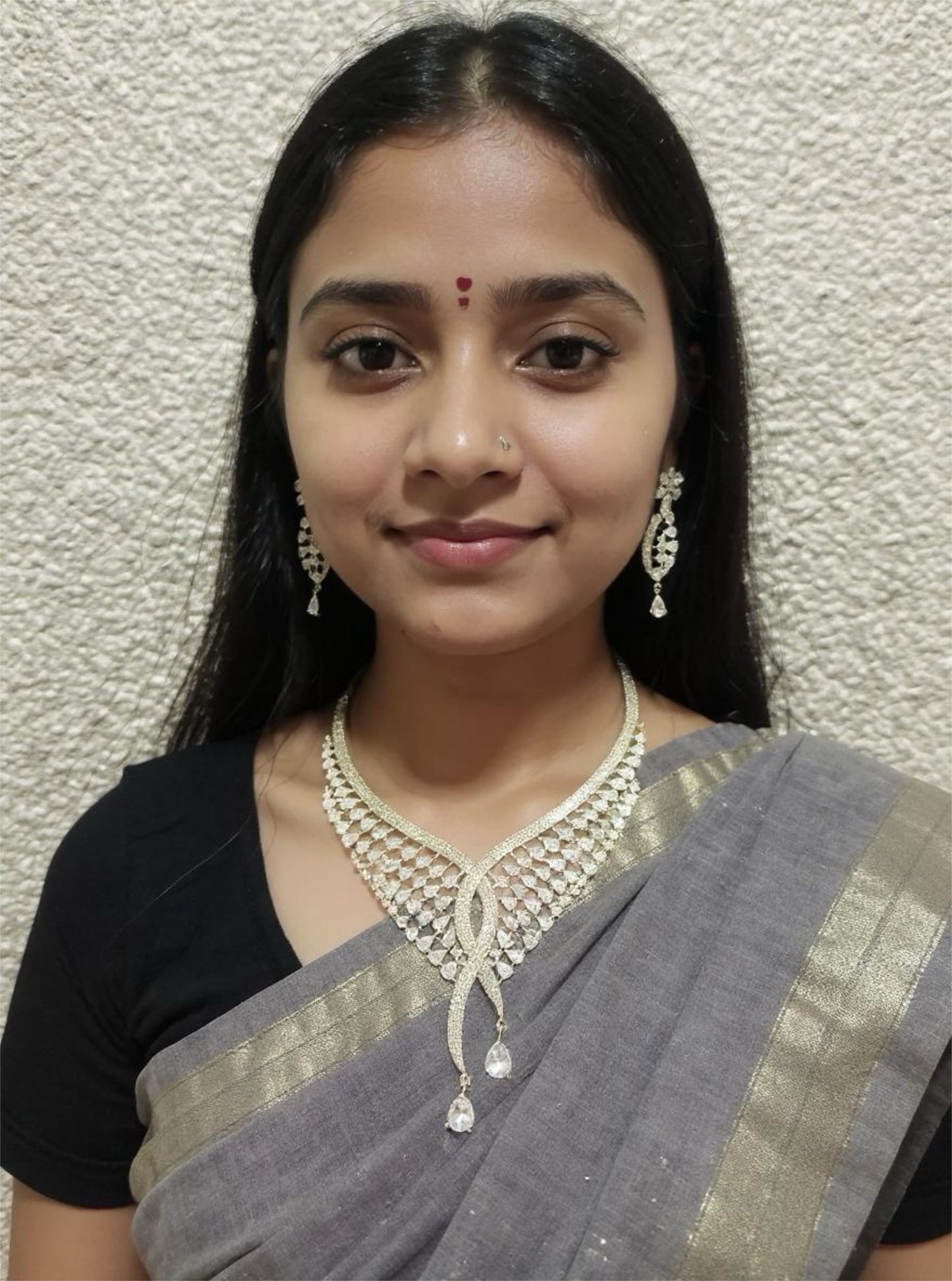 Elegant Silver-Tone Crystal Necklace Set