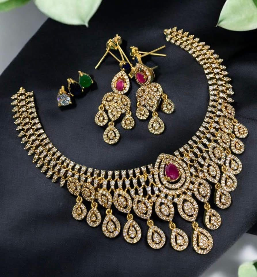 Gold-Plated changeable Necklace & Earring Set