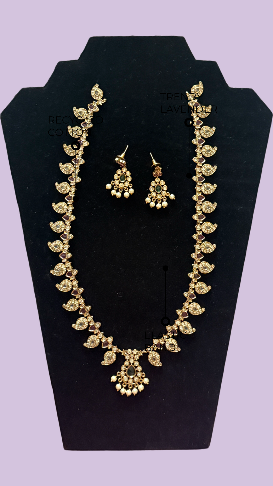 Antique Gold-Tone Necklace & Earring Set with Pearl Drops
