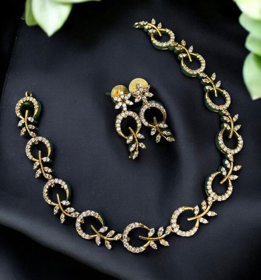 Gold-Plated Circle & Leaf Jewelry Set
