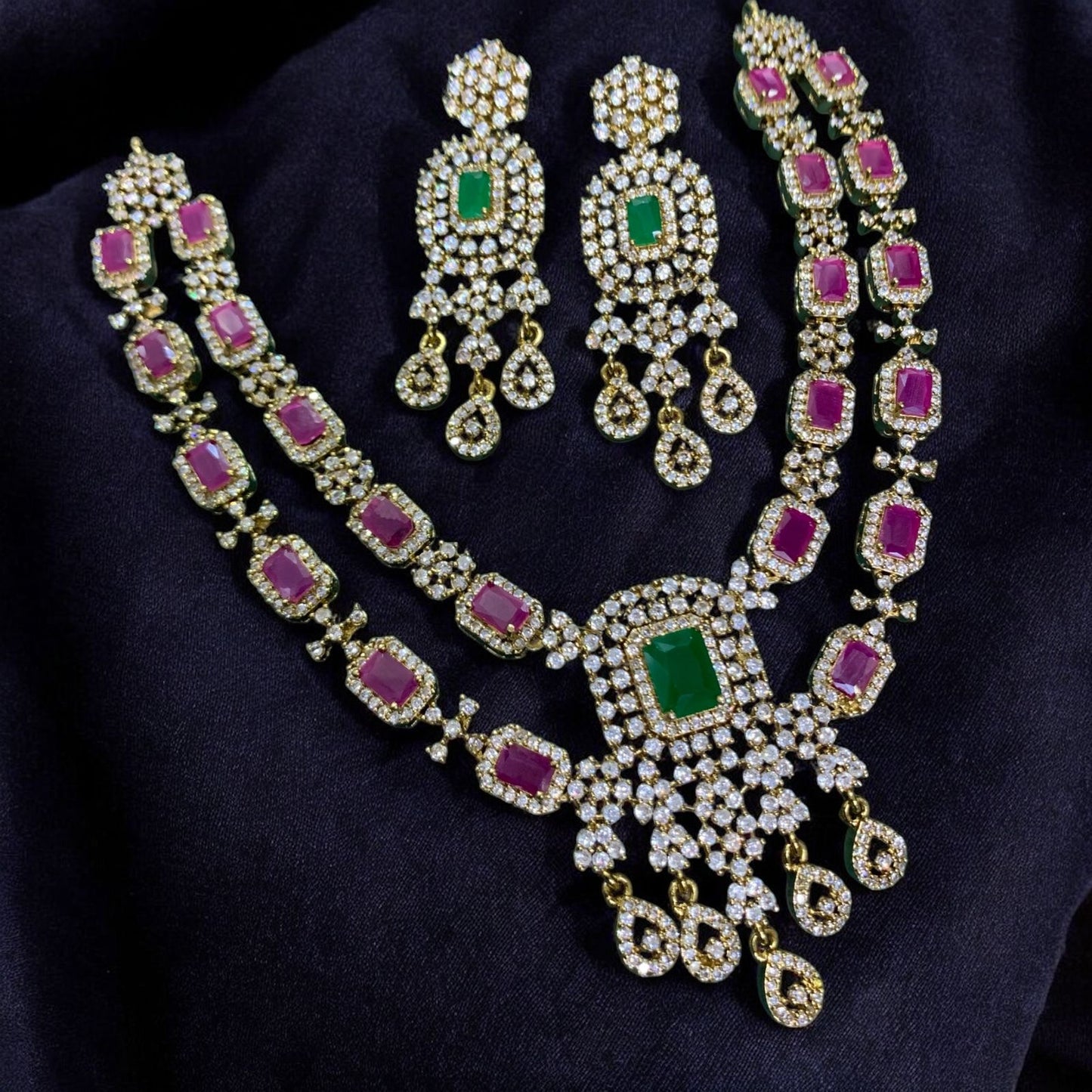 Royal Ruby & Emerald Bridal Necklace Set