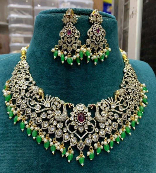 Premium Victorian Peacock Necklace set
