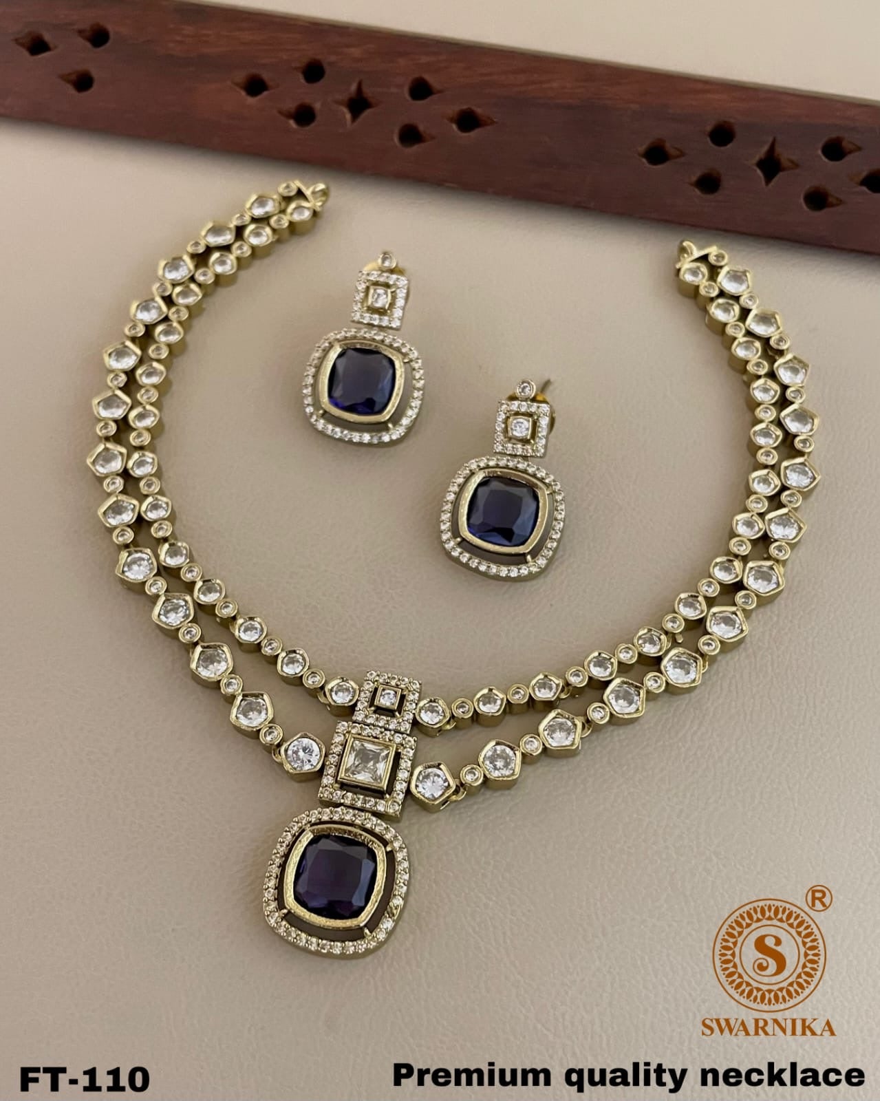 Victoria Midnight Blue & Stone Necklace Set – FT-110