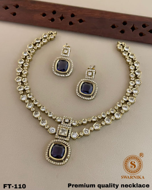 Victoria Midnight Blue & Stone Necklace Set – FT-110
