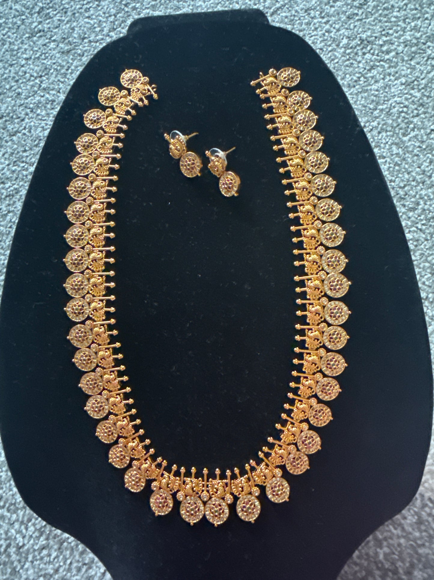 Antique Gold Temple Coin Necklace Set