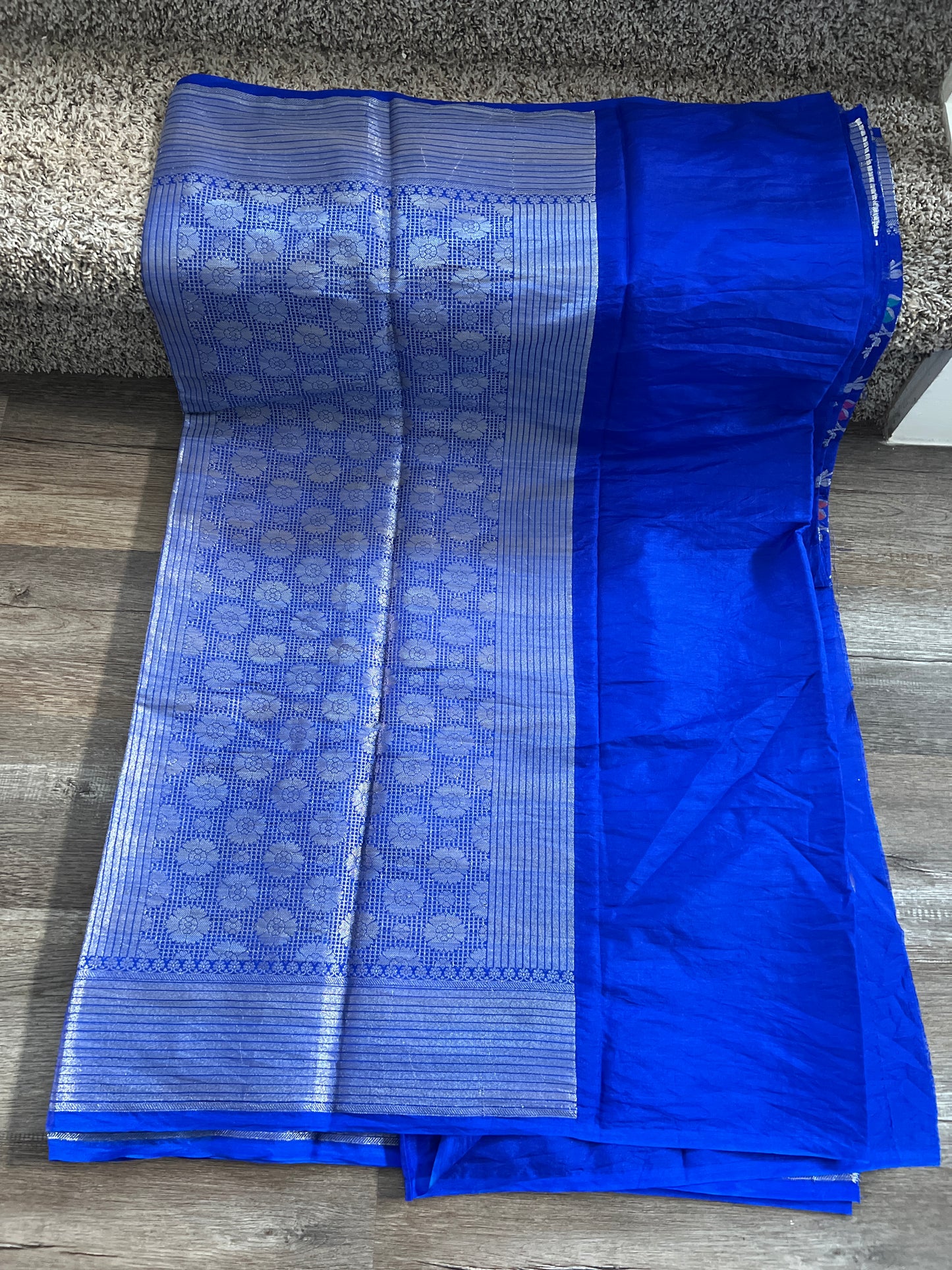 Banarasi Semi Georgette Silk Saree with Multicolor Meenakari Weaving & Zari Border