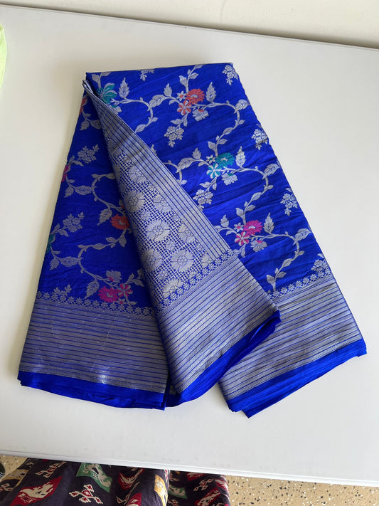 Banarasi Semi Georgette Silk Saree with Multicolor Meenakari Weaving & Zari Border