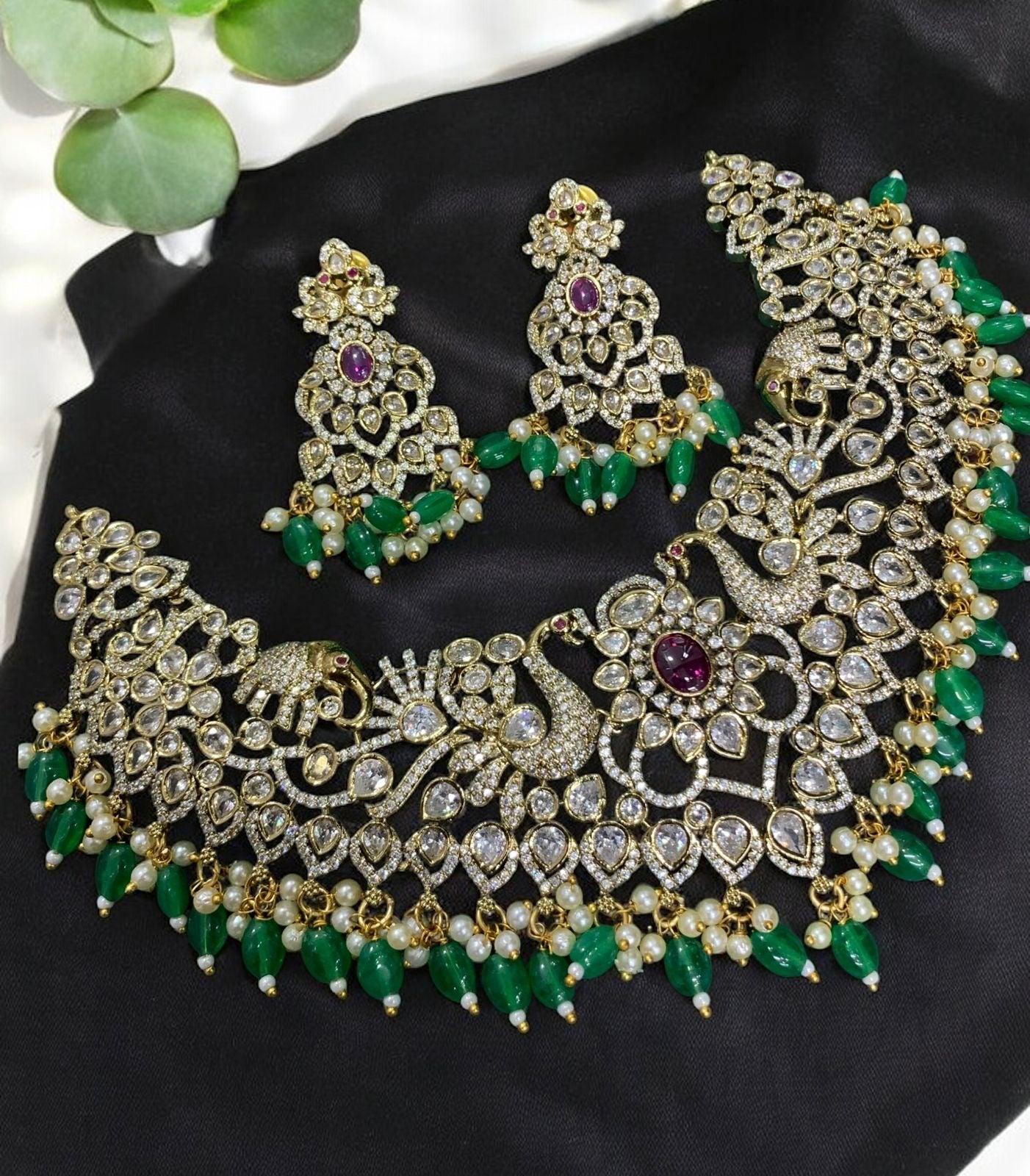 Premium Victorian Peacock Necklace set