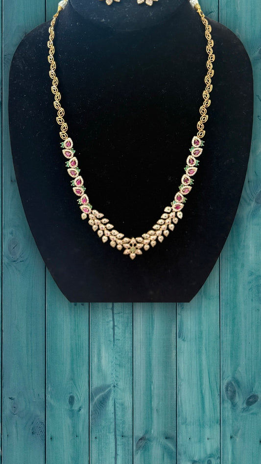 Gold & Ruby Floral Necklace Set