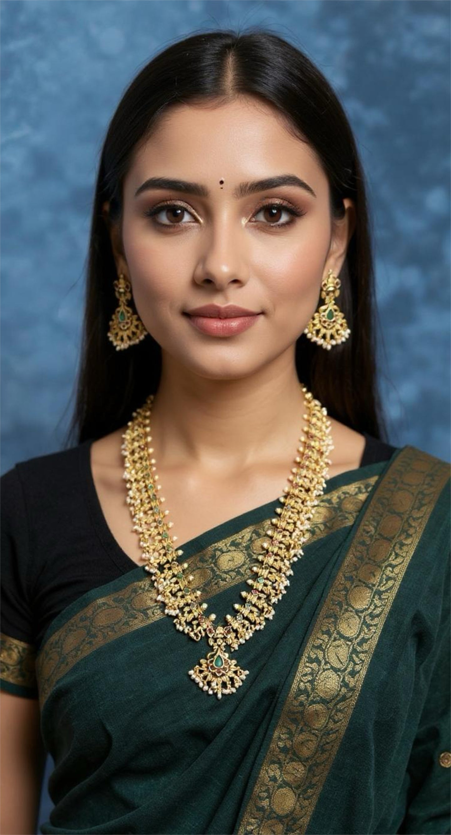 Traditional Floral Gold-Tone Necklace Set