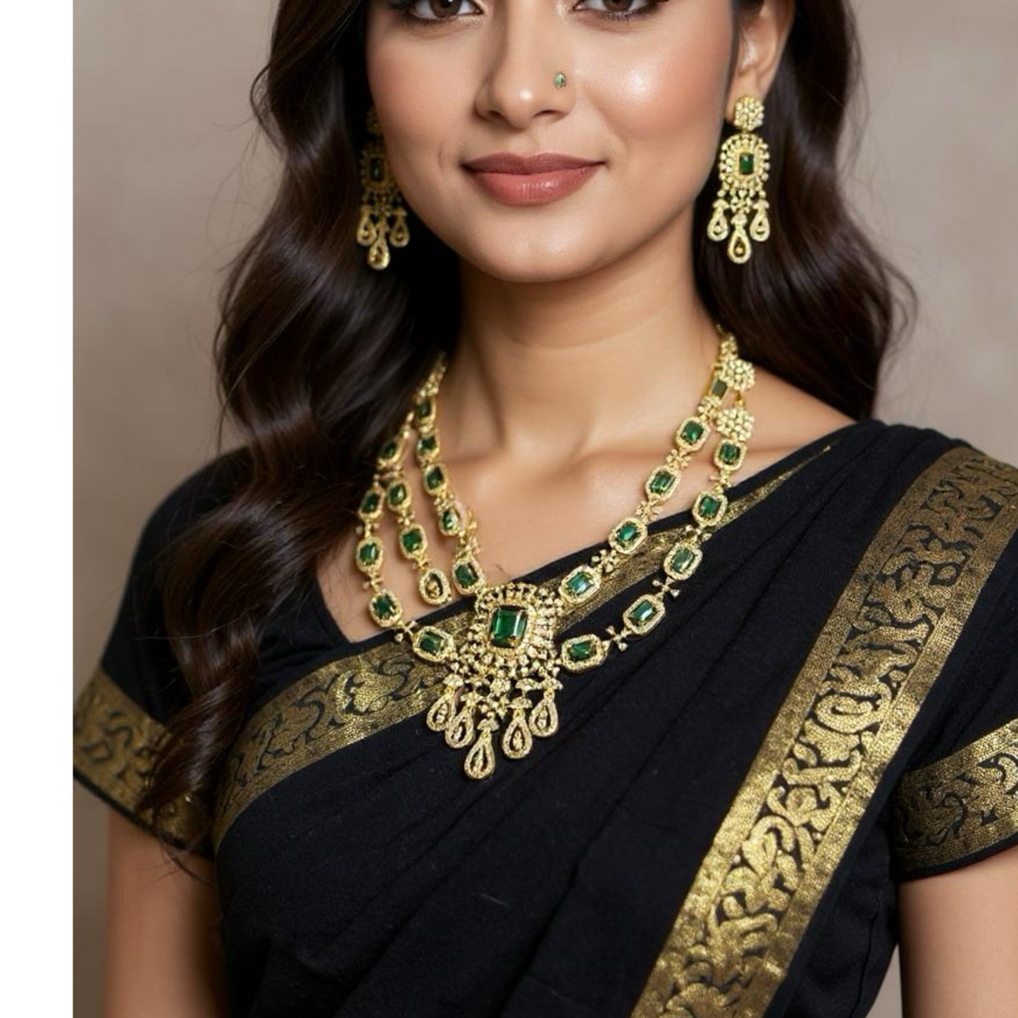 Emerald Elegance Bridal Necklace Set