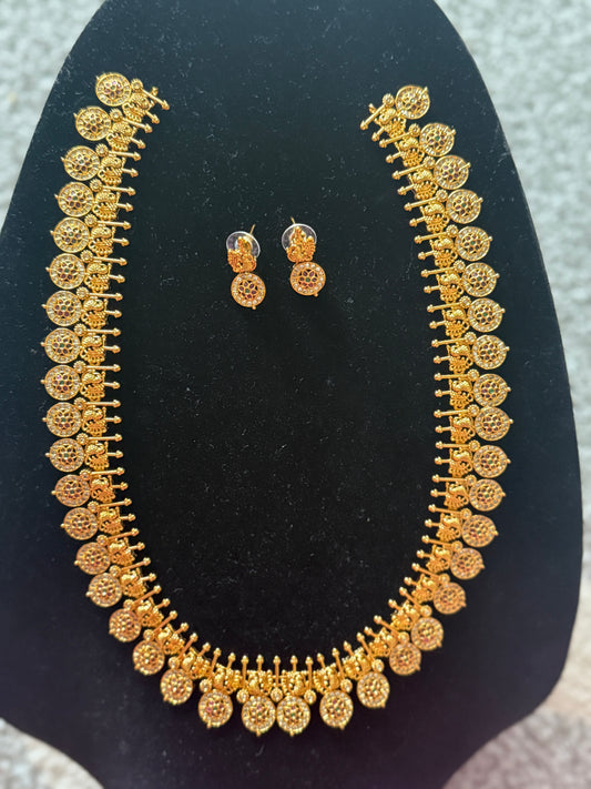 Antique Gold Temple Coin Necklace Set