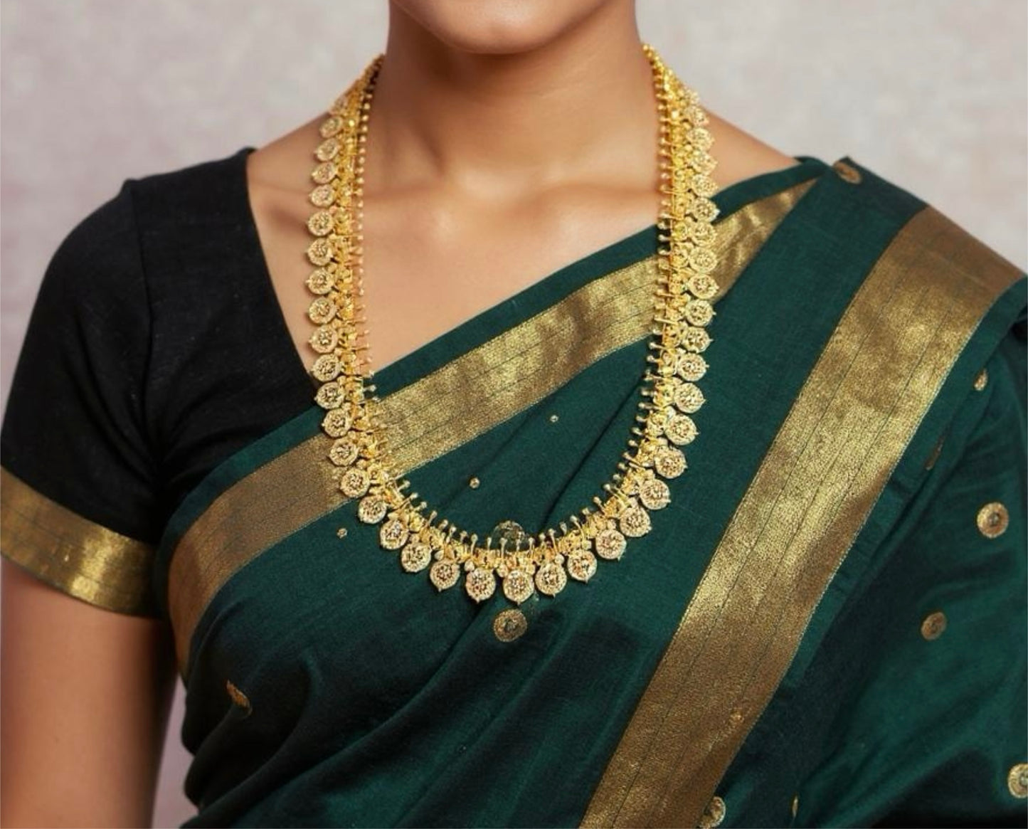 Antique Gold Temple Coin Necklace Set