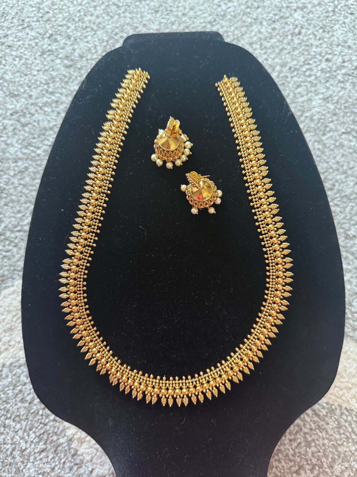 Traditional Gold-Plated Necklace & Jhumka Earring Set