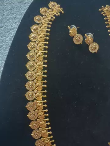 Antique Gold Temple Coin Necklace Set